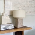 thumbnail image 3 of Atticus 15" Natural Limestone LED Table Lamp with Cream Cotton Shade, 3 of 5