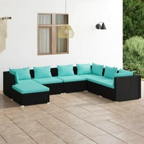 vidaXL 7 Piece Patio Lounge Set with Cushions Poly Rattan Black, 3101833