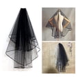 thumbnail image 6 of Troglfold black veil 1pc Bride Wedding Veil Retro Black Long with Ribbon Border for Women Ladies (Black), 6 of 10
