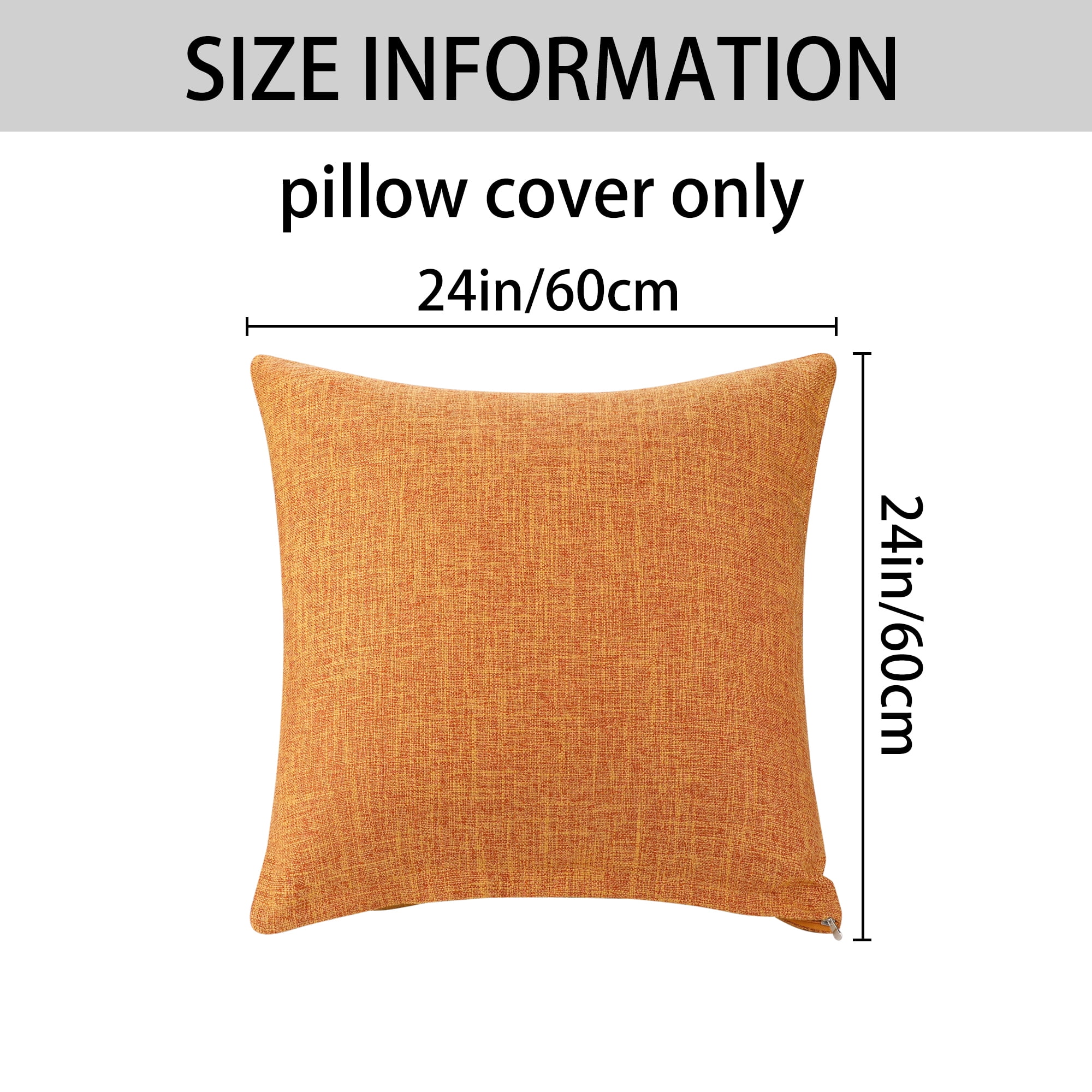 Unique Bargains Solid Indoor Linen Decorative Throw Pillow Cover 2 Pcs Orange 24" x 24"