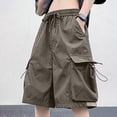 thumbnail image 2 of MYAOYI Mens Shorts Baggy Cargo Shorts Elastic Waist Drawstring Loose Fit Summer Casual Streetwear Shorts with Pockets, 2 of 5