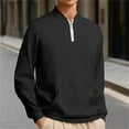 thumbnail image 6 of cocolona Mens Quarter Zip Pullover Sweatshirts Fall Winter Long Sleeve Stand Collar Shirts Fashion Casual Loose Tops with Pockets, 6 of 6