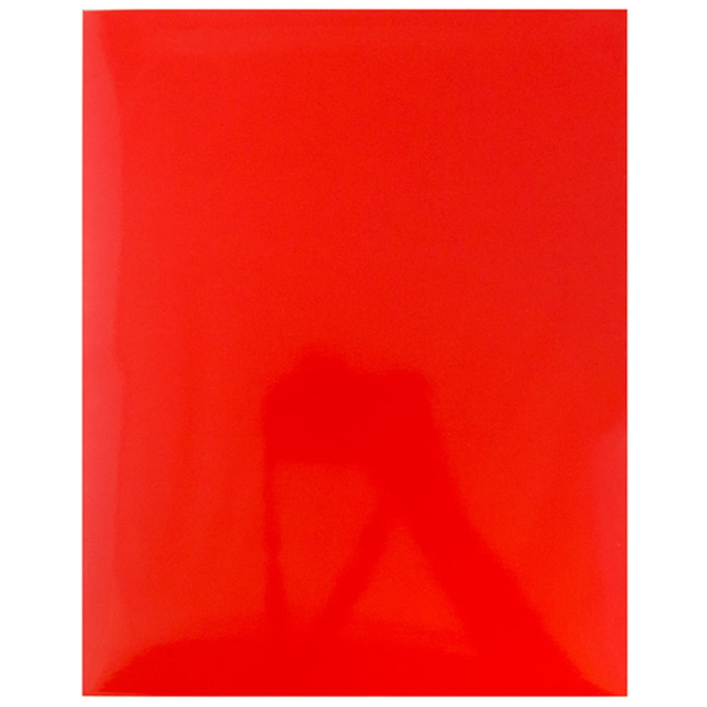 JAM Paper Laminated Two Pocket Glossy Folders, Red, Bulk 100/Box