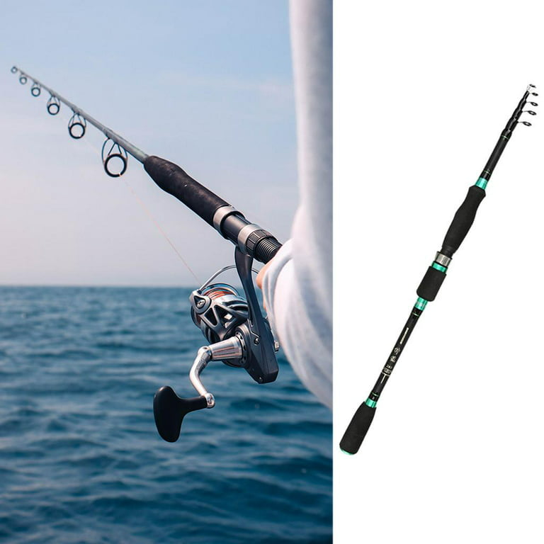 Telescopic Fishing Rod Saltwater Carbon Fishing 5.9ft/6.89ft/7.87ft/8.86ft  Carp Feeder Rod for Boat Rock - Black, 2.1m Straight 