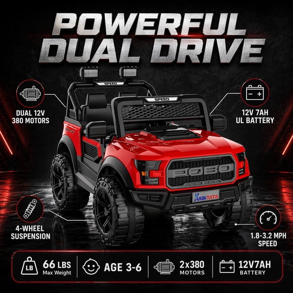 sluting Red 12V Kids 4-Wheel Ride On Toy Car, 2.4G Remote Control Vehicle w/Swing & Shock Absorption Ages 3-8