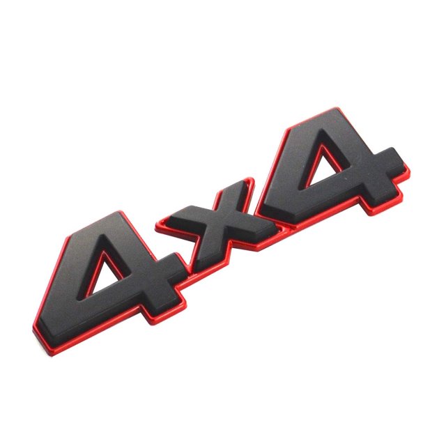 Aimoll 1 pieza 4x4 emblema placa de identificación 3D pegatina de coche reemplazo para puerta trasera universal de coche 4 x 4 (negro rojo)