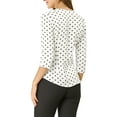 thumbnail image 3 of DARING DIVA Women's V Neck Polka Dots 3/4 Sleeve Casual Button Blouse S White, 3 of 6