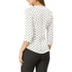 thumbnail image 3 of Blusa de mujer Inspire Chic con cuello en V, mangas 3/4, estampado de lunares y corazones, parte delantera con botones, blanca, talla 3XL, 3 of 7