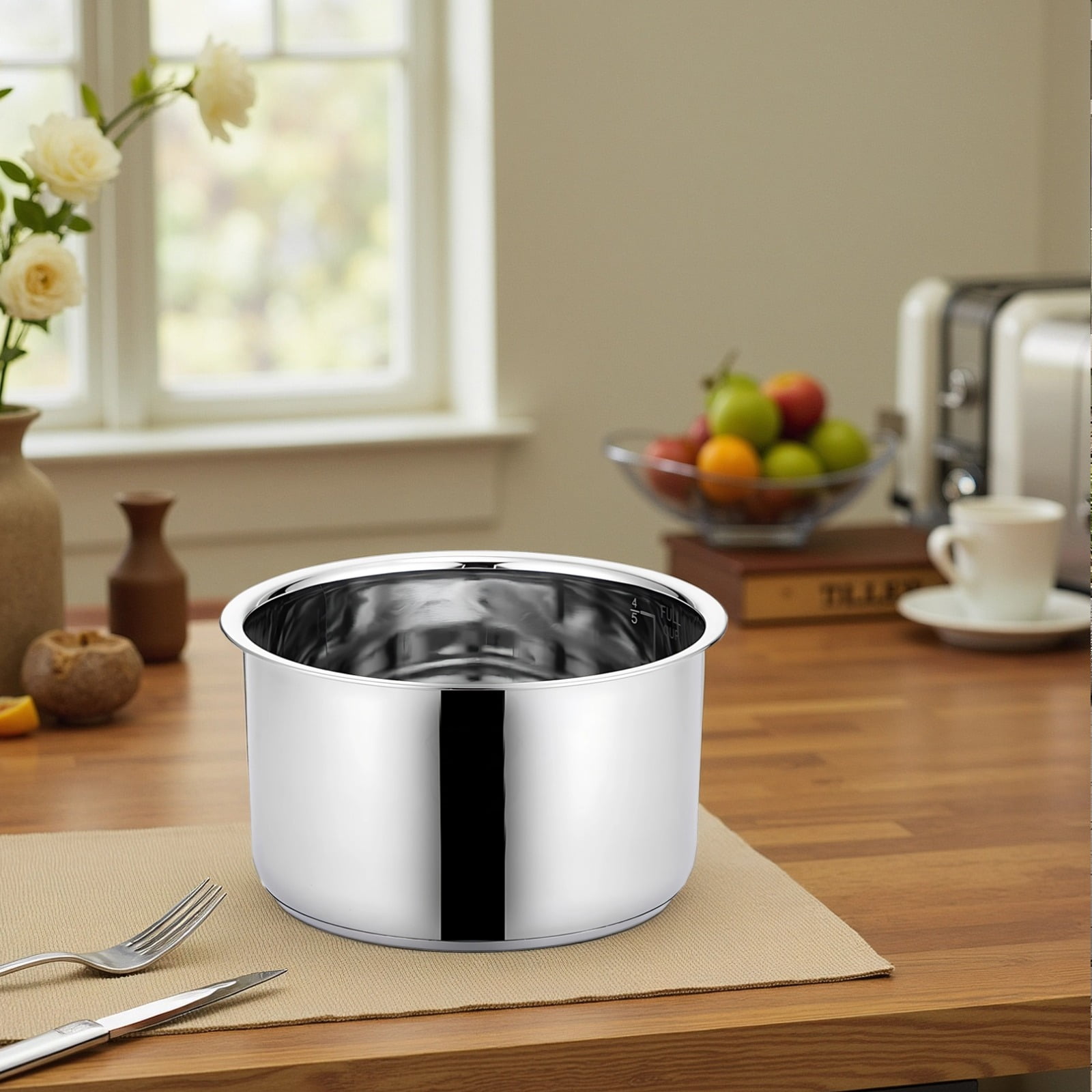 2L Stainless Steel Rice Cooker Inner Pot, 304 Stainless Steel Long-lasting and Rust-Resistant Design, Compatible with Various Cooker Models, Ideal for Home and Dorm Use