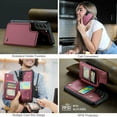 thumbnail image 4 of Mantto Case for Samsung Galaxy S21 with Card Holder, Retro PU Leather RFID Blocking Credit Card Slots Double Magnetic Clasp Flip Kickstand Shockproof Phone Cover for Samsung Galaxy S21,Winered, 4 of 8