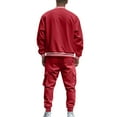 thumbnail image 4 of Men's Casual Stand Up Collar Baseball Suit Set, for Winter Sports and Streetwear,Red,M, 4 of 8