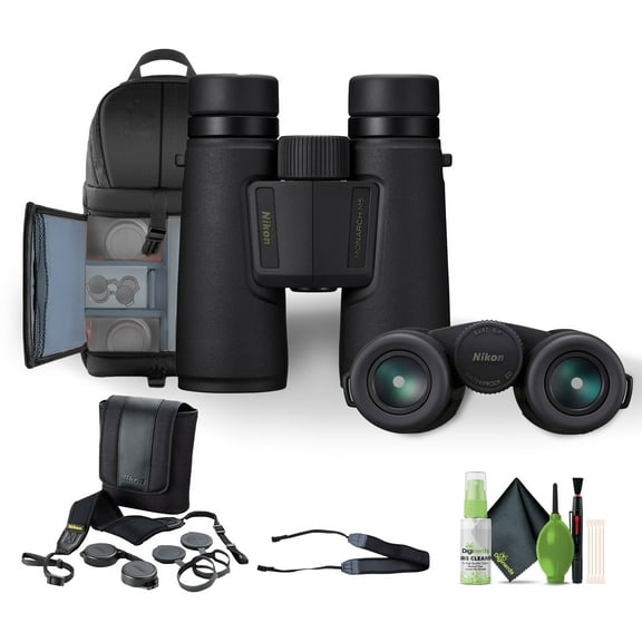 Nikon 8x42 Monarch M5 Binoculars Bundle with Neck Strap   Backpack and More
