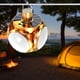 thumbnail image 4 of Lámpara solar plegable con forma de balón de fútbol para colgar en viajes, campamentos y patios. Oro, 4 of 9