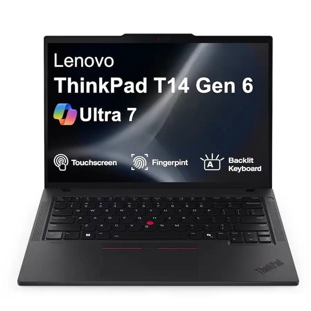 Lenovo Thinkpad T14 14 Pouces WUXGA Portable à Écran Tactile (Intel Core Ultra 7 255U, 16 Go RAM, 512 Go SSD, Sans OS avec Clé Win11Pro Incluse) - Noir (21QDS6DX00)