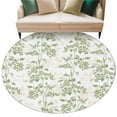 thumbnail image 2 of 8ft Round Rug, Sage Green Fruit Non-Skid Rubber Backing Large Area Rugs - Living Room Bedroom Home Office, Vintage Plant Nature Botanical Flower Indoor Floor Mat Carpets Washable Rug, 2 of 9