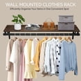 thumbnail image 2 of Closet Shelf with Hanging Rod, 47.2in Wall Mounted Clothes Rack with Top Shelf, Walk in Closet System, Heavy Duty Shelf with Hanging Rod for Laundry Room, Closet Storage, Garage, Brown, 2 of 8