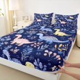 thumbnail image 3 of Homewish Retro Rustic Dino Full Size Sheets,Cute Cartoon Dinosaur Bed Sheets,Blue Pink Sheet Sets For Teens,Microfiber Bedroom Decor,4 Pieces, 3 of 7
