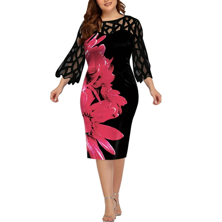 ZVAVZ ropa de maternidad para mujer moderna 2023 Formal Dresses for Women Plus Size Cold Maxi Dress Short Sleeve Lace Splicing Long Dress Sundress vestidos rojos para mujer - Walmart.com