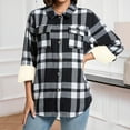 thumbnail image 2 of VBVC No Boundarie Women's Winter Sherpa-Lined Shacket,Ladies Lightweight Plaid Flannel Shirt Coats with Pockets,Thick Business Collared Jacket For Women,Multicolor,Size XXL, 2 of 7