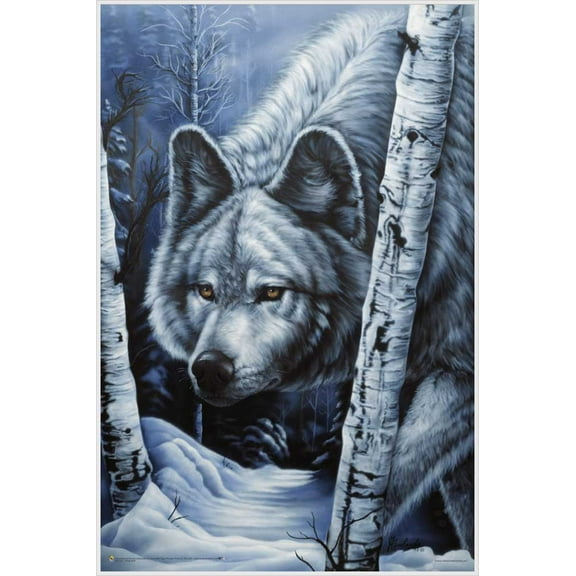 White Wolf by Jenny Newland Poster - 24.5" x 36.5" Laminated