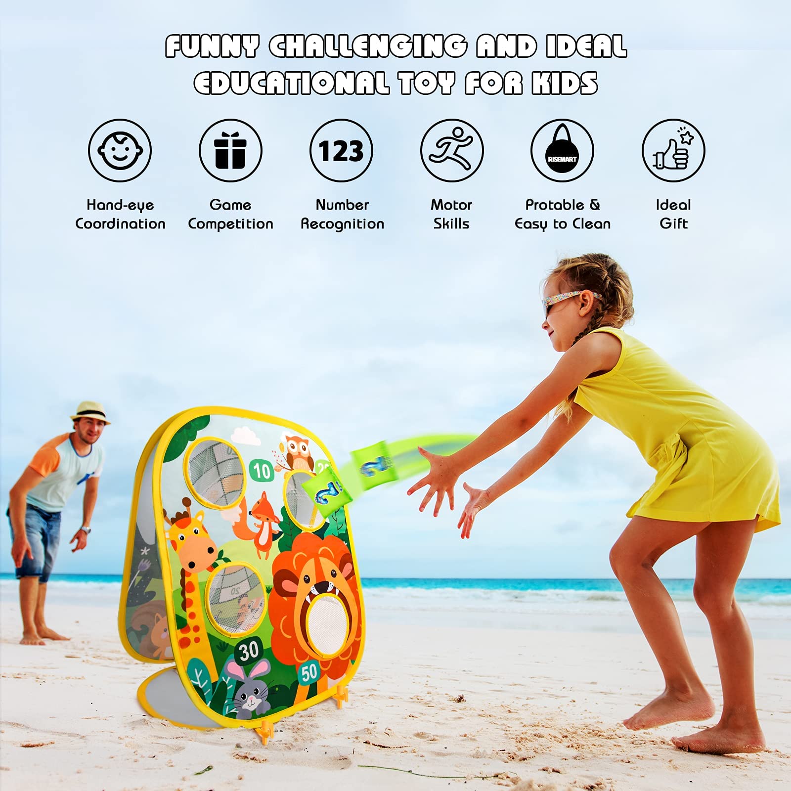 Happiwiz 3-in-1 Bean Bag Toss & Dart Board Game Set photo 4