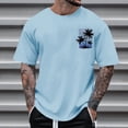 thumbnail image 4 of DeHolifer Mens T-Shirt Plus Size Graphic Short Sleeve Loose Tee Crewneck Palm Tree Summer Shirts Light Blue M, 4 of 4