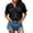 Black, variant on Short Sleeved Peter Pan Collar Women Button Down Blouse Tops