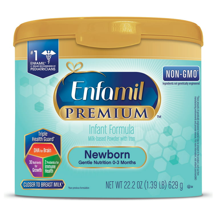 Enfamil Newborn PREMIUM Non-GMO Infant Formula, Powder, 22.2 Ounce Reusable  Tub 