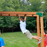 Gorilla Playsets Navigator Wooden Swing Set with Monkey Bars, Built-in Picnic Table, and Swing Set Accessories