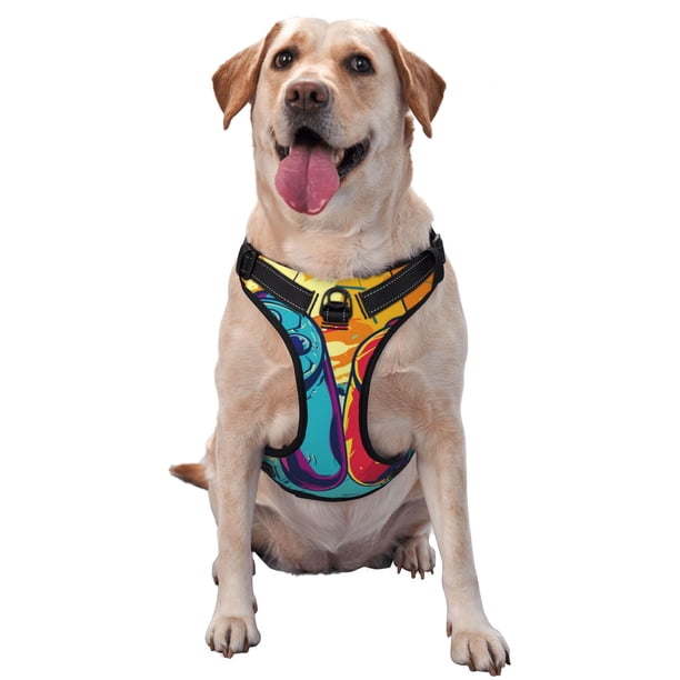 Fotbe Gaming Arnés para Perro con Estampado –Chaleco Ajustable Acolchado con Asa de Control para Perros Grandes-Large