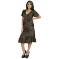 thumbnail image 3 of Bimba Leopard Print Long Dress For Women Flounce Sleeves Dress V Neck Midi Dress, 3 of 7