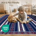 thumbnail image 4 of ODIKA 6'x9' Washable Area Rug Easy Care, Non-Shedding, Striped Nautical Navy Bold Strip Graphic Field Border Mudroom for Queen Size Bedroom Under Bed Master Suite, 4 of 7
