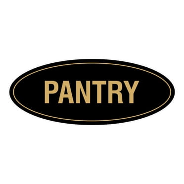 Signs ByLITA Oval Pantry Sign (Black /Gold) - Small 2x5"