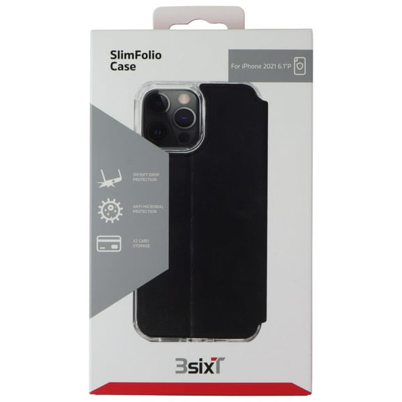 3SIXT SlimFolio Series Fold Wallet Case for Apple iPhone 13 Pro - Clear/Black