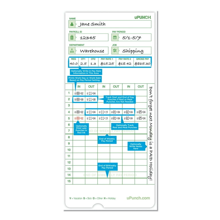 uPunch Time Card Bundle for HN1000, HN3000, HN3600 - High