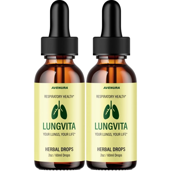 Lungvita Liquid Drops – Lung Vita Drops Extra Strength Natural Blend Healthy Organic Support, 2 Pack, 2 Month Supply