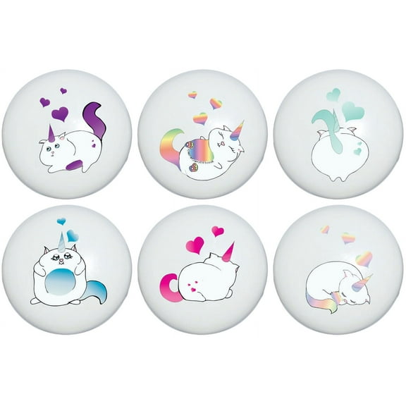 Caticorn Drawer Knob Fluffy Fat Kitty Cat Unicorn Ceramic Cabinet Pulls Children's Nursery Decor