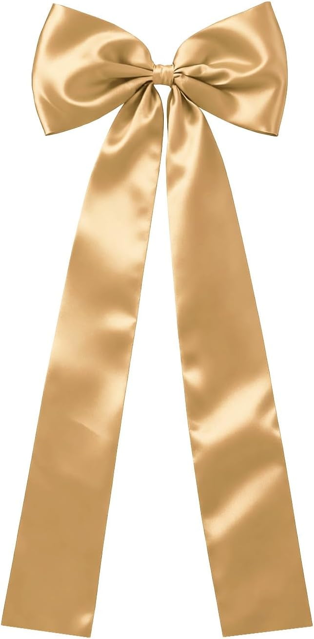 Rugerasy Topper Bow - Christmas Tree Classic Gold Ribbon Bow for Xmas Tree Decor,Holiday Party & Wedding Decorations,Gold