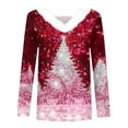 thumbnail image 5 of yoeyez Funny Christmas Tee Shirts for Women White Faux Fur Trim V Neck Shirt Dressy Funny Xmas Tree Snowflake Graphic Tops, 5 of 5