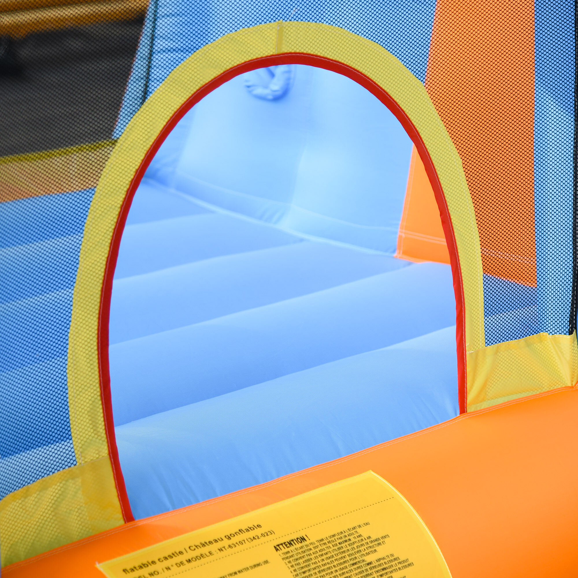 Kids Outdoor Toys, Kids Inflatable Water Slide 5-in-1 Bounce House Water Park Jumping Castle with Water Pool, Slide, Climbing Walls, & 2 Water Cannons, 450W Air Blower, Outdoor Play Equipment