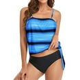 thumbnail image 6 of VerPetridure Women's Bandeau Blouson Tankini Top High Waisted Moderate Bottom Two Piece Swimsuits Loose Crew Neck Bathing Suits(Including Shorts), 6 of 8