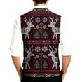 thumbnail image 4 of Dwelliawo Christmas Mens Sweater Vest Business Knitted V Neck Pullovers Sweater Warm Ribbed Sleeveless Xmas Sweater Loose Fit Cable Fall Winter Vest Wine M, 4 of 7