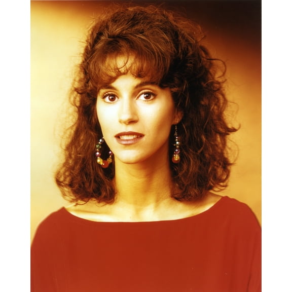 Jamie Gertz Portrait in Red Velvet Shoulder Dress with Dangling Pearl Earrings Photo Print (8 x 10)