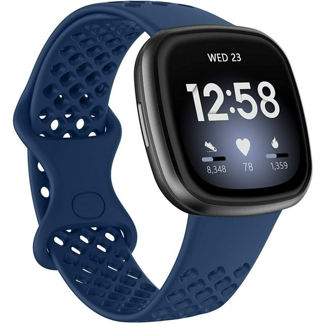Dsscvnef Bracelet de Sport en Silicone Respirant pour Versa 3 et Sense - Résistant à la Transpiration Durable Confortable Design Perforé Léger Bracelet de Montre Ajustable