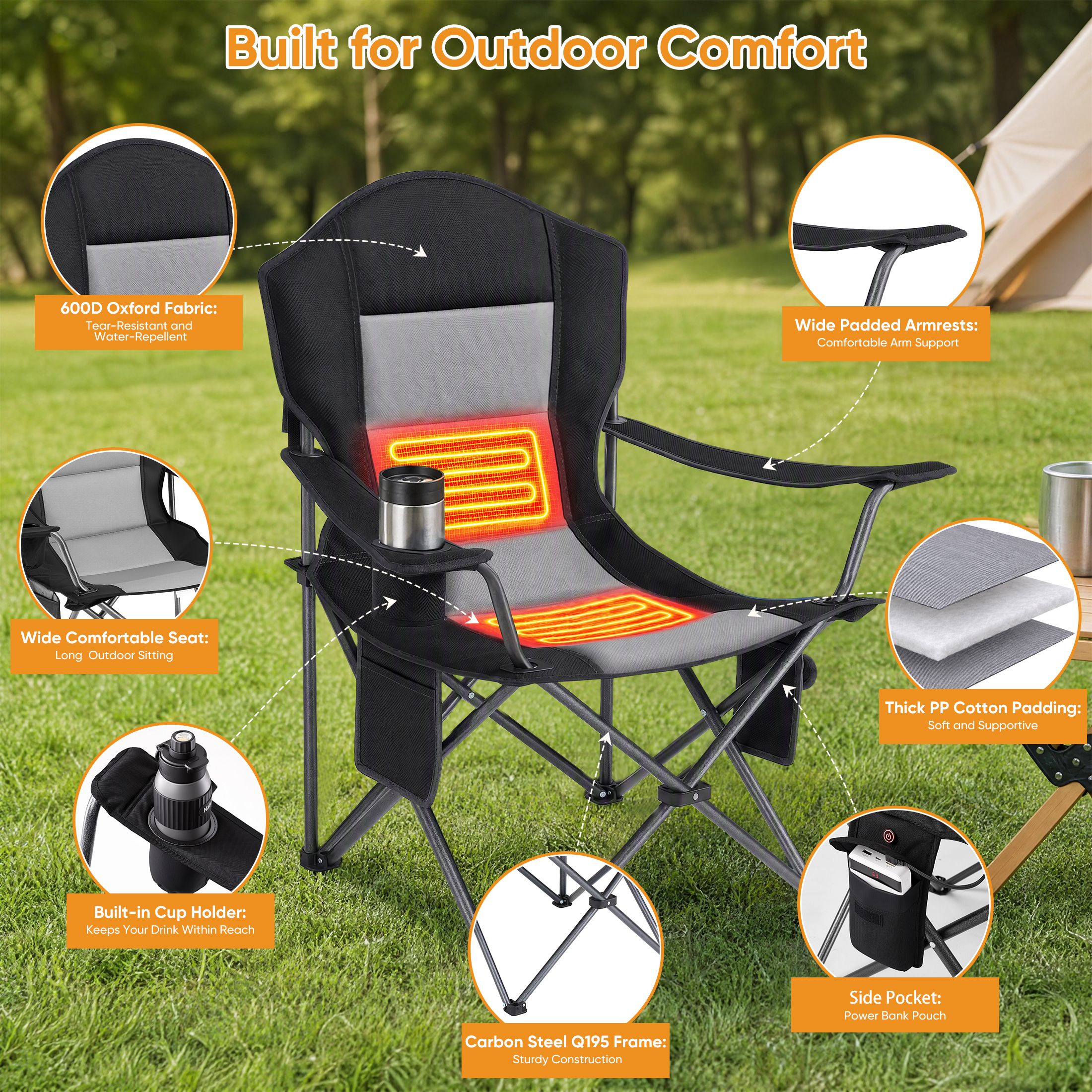 EDX Oversized Heated Camping Chair with Dual Zone Heating photo 6