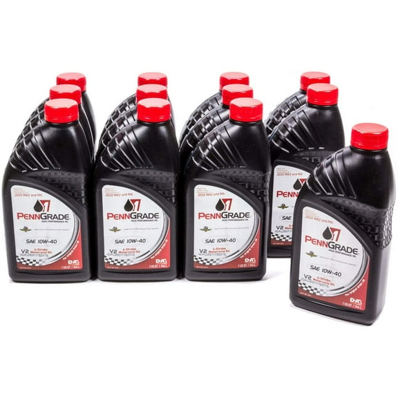 PENN GRADE 1 71566, V2 4-Stroke Motorcycle Oil SAE 10W-40, 12 Quart