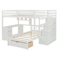 thumbnail image 6 of Bunk Bed with Desk Full Over Twin Size, Wooden Bunk Bed Frame with Storage Drawers and Shelves, Modern Loft Bed with Staircase for Kids Teens Adults, Space Saving, White, 6 of 9