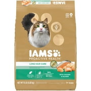 Angle View: IAMS PROACTIVE HEALTH Long Hair Care Adult Dry Cat Food with Real Chicken, 15 lb. bag