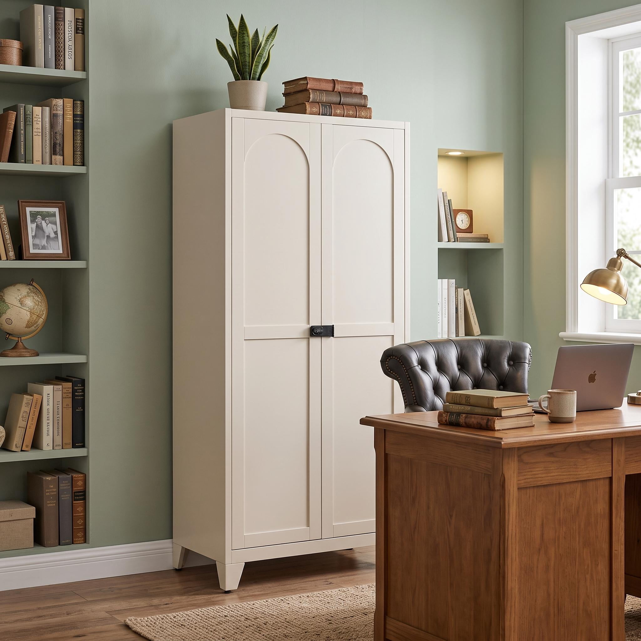 Homy Casa 71" Locking Metal Storage Cabinet with Adjustable Shelves for Office, Kitchen, Bedroom