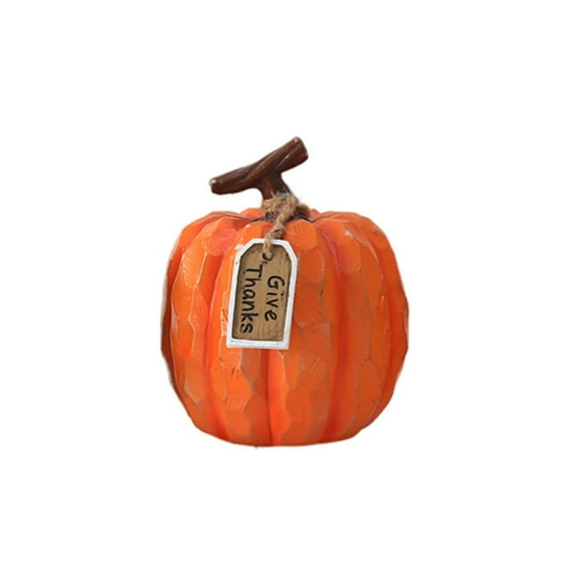 SUNSIOM Halloween Pumpkin Figurine Classic Pumpkin Statue with Note/Leaf Home Decorations Fall Party Favors